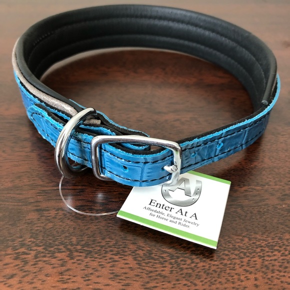 Leather padded dog collar - Picture 3 of 4